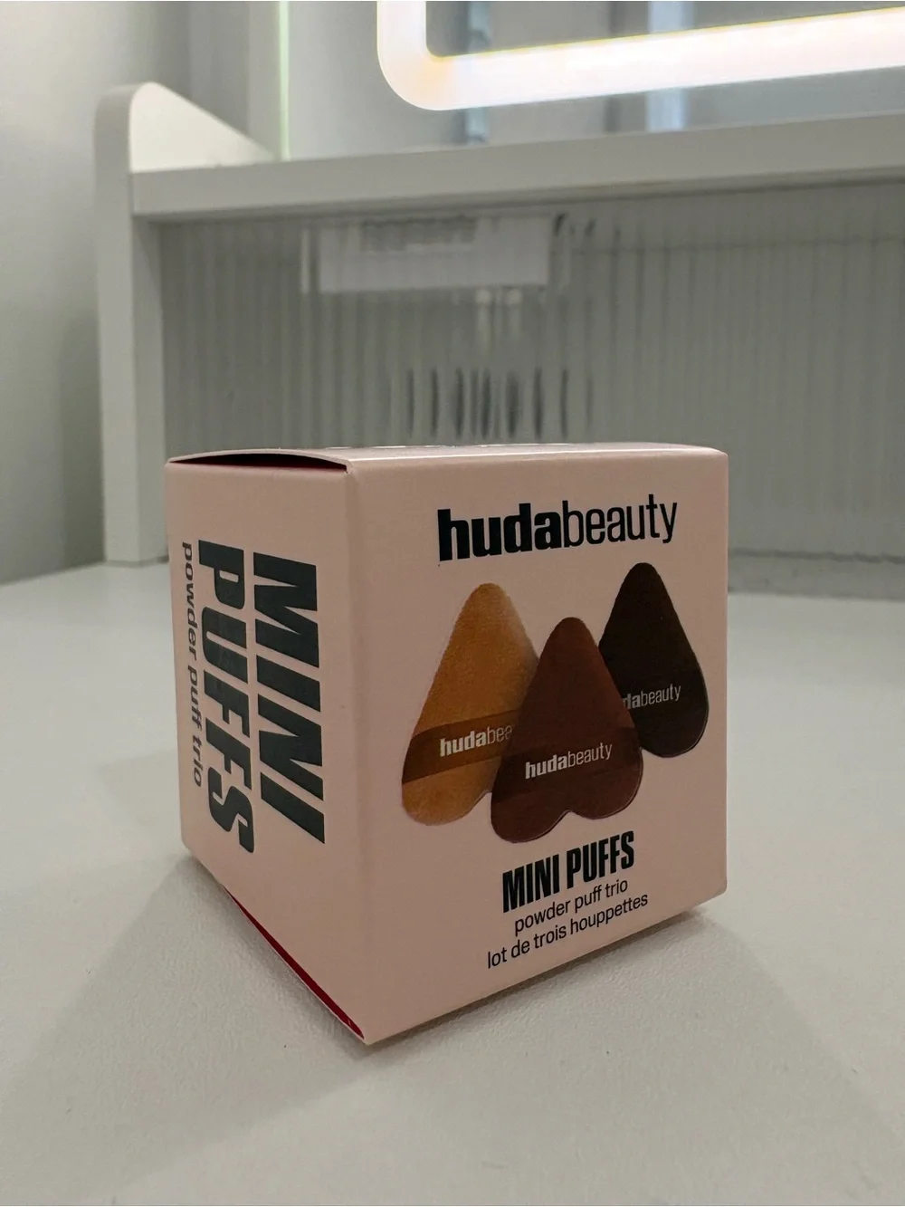 HUDA BEAUTY Mini Puffs Powder Puff Trio - Gold, Brown & Dark Brown NEW
